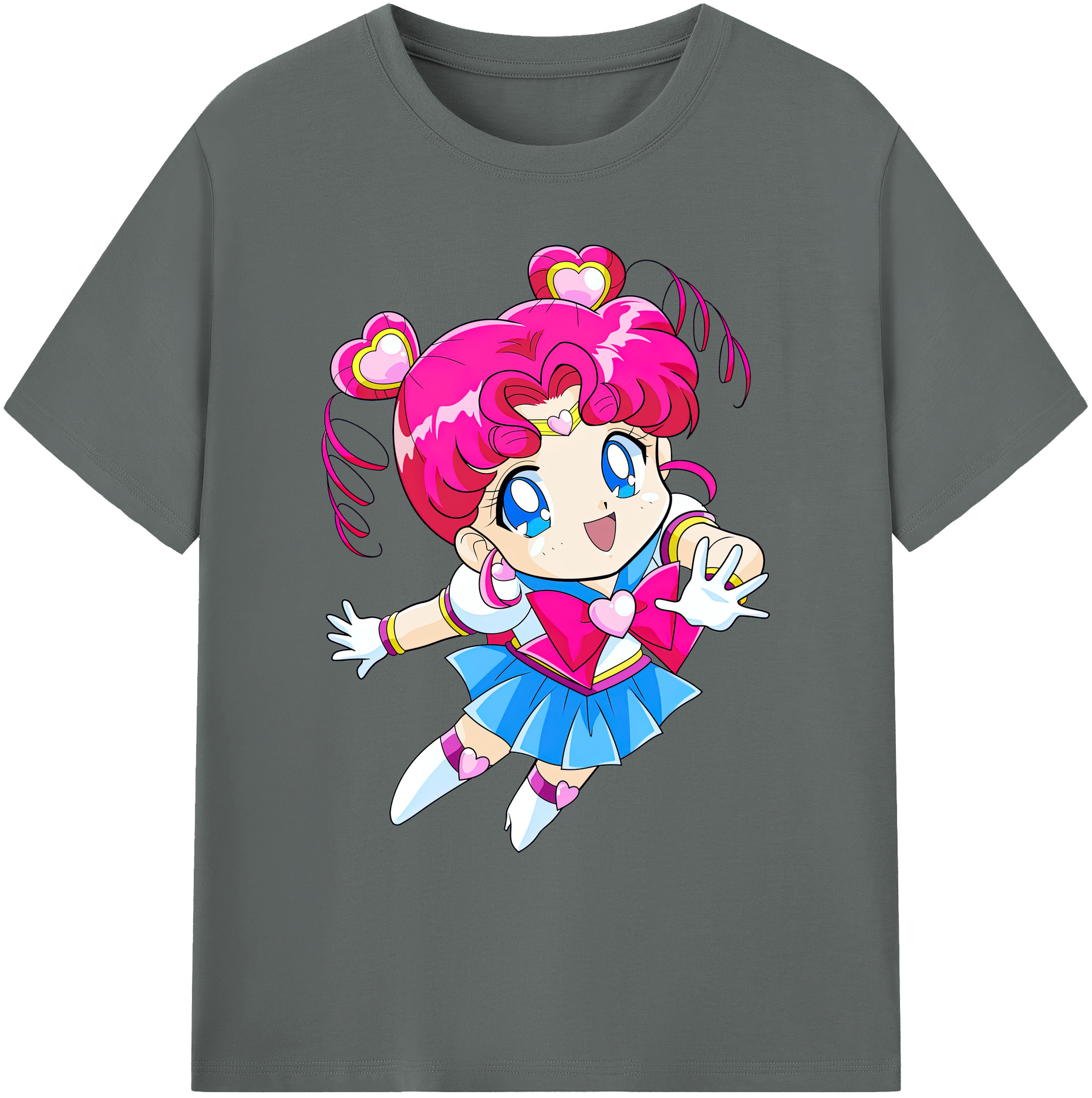（画像用） 美少女戦士セーラームーン ちびうさ Sailor Moon Chibiusa Tsukino Usagi Small Lady Serenity 綿100％ メンズ半袖Tシャツ｜肌触りやわらか＆通気性